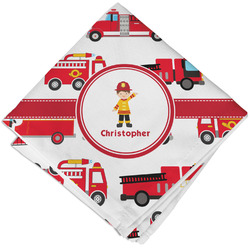 Firetrucks Cloth Napkin w/ Name or Text