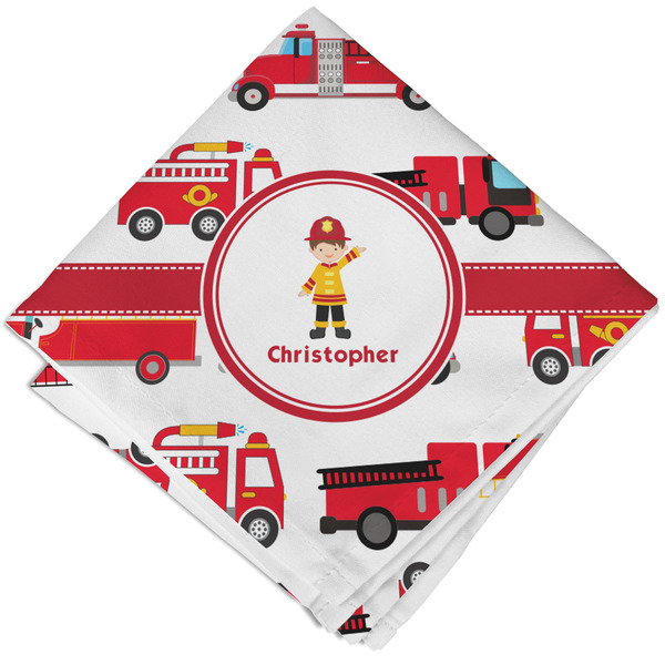 Custom Firetrucks Cloth Napkin w/ Name or Text