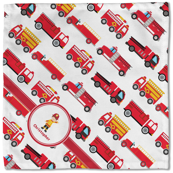 Firetrucks Cloth Napkins - Personalized Lunch (Single Full Open)