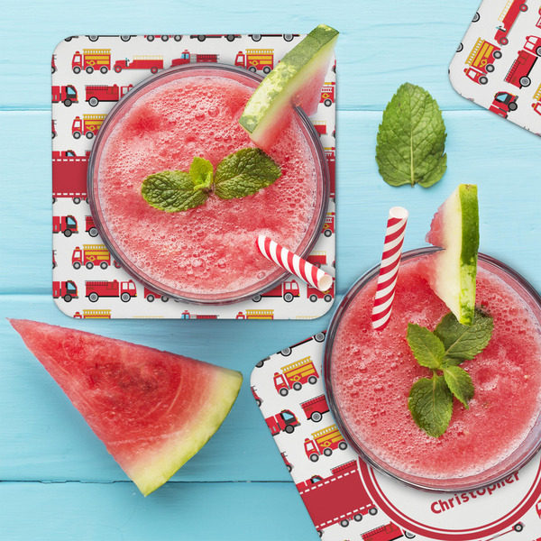 Firetrucks Coaster Set - LIFESTYLE