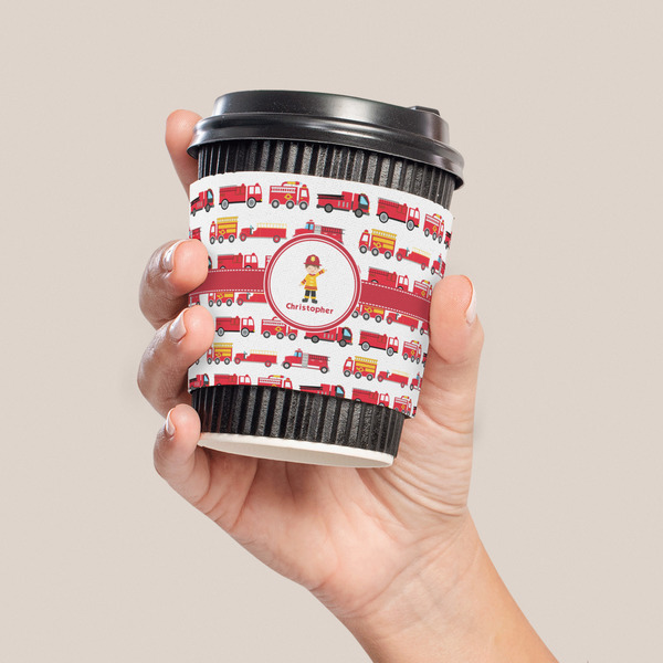 Firetrucks Coffee Cup Sleeve - LIFESTYLE