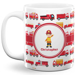 Firetrucks 11 Oz Coffee Mug - White (Personalized)