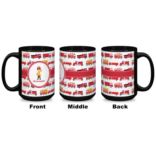 Firetrucks Coffee Mug - 15 oz - Black APPROVAL