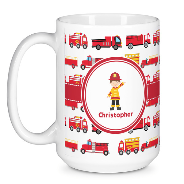 Firetrucks Coffee Mug - 15 oz - White