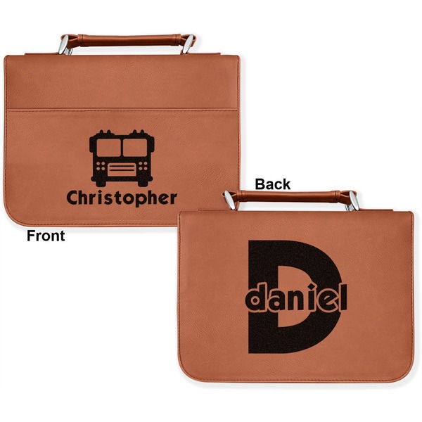 Firetrucks Cognac Leatherette Bible Covers - Large Double Sided Apvl