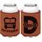 Firetrucks Cognac Leatherette Can Sleeve - Double Sided Front and Back