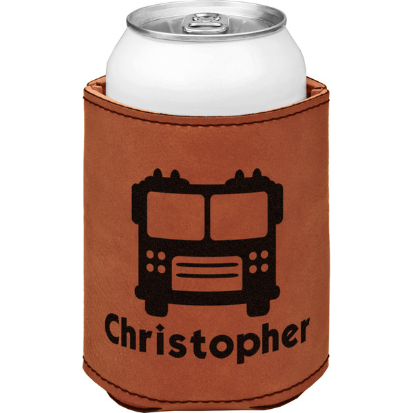 Custom Firetrucks Leatherette Can Sleeve - Double Sided (Personalized)