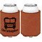Firetrucks Cognac Leatherette Can Sleeve - Single Sided Front and Back