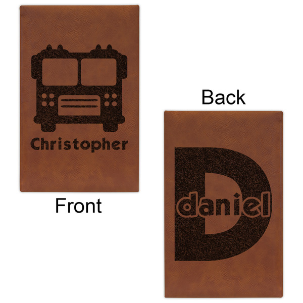 Firetrucks Cognac Leatherette Journal - Double Sided - Apvl