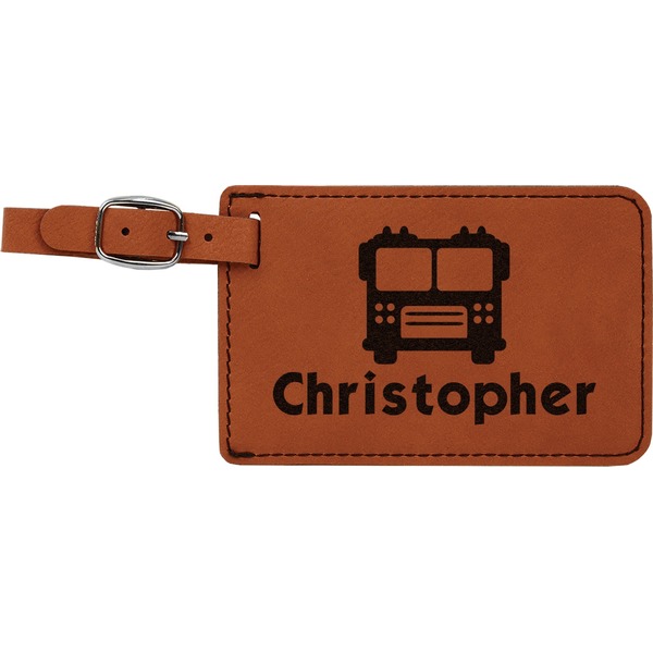 Custom Firetrucks Leatherette Luggage Tag (Personalized)