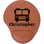 Firetrucks Leatherette Mouse Pad with Wrist Support (Personalized)