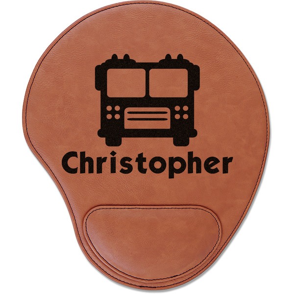 Custom Firetrucks Leatherette Mouse Pad with Wrist Support (Personalized)