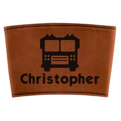 Firetrucks Leatherette Cup Sleeve (Personalized)
