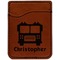 Firetrucks Cognac Leatherette Phone Wallet close up