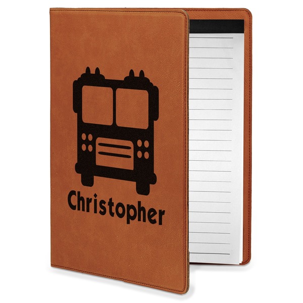 Custom Firetrucks Leatherette Portfolio with Notepad - Small - Double Sided (Personalized)