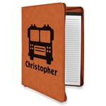 Firetrucks Leatherette Zipper Portfolio with Notepad - Single Sided (Personalized)