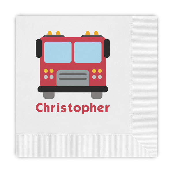 Custom Firetrucks Embossed Decorative Napkins (Personalized)