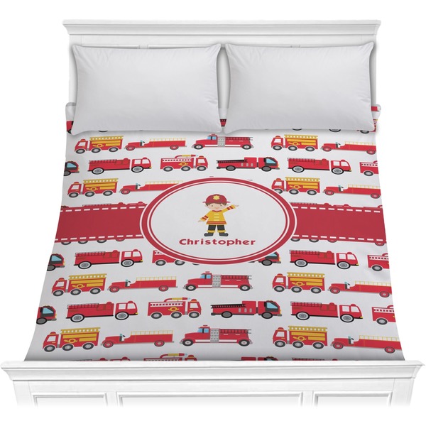 Custom Firetrucks Comforter - Full / Queen (Personalized)