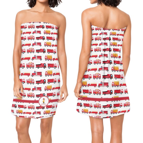 Firetrucks Custom Bath Wrap - Front & Back View