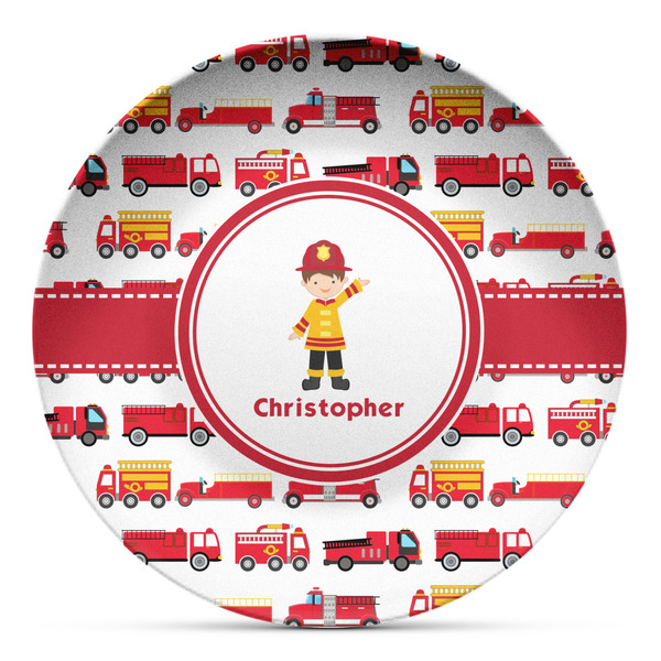Custom Firetrucks Microwave Safe Plastic Plate - Composite Polymer (Personalized)