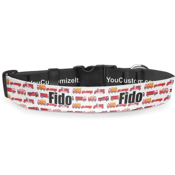 Custom Firetrucks Deluxe Dog Collar - Extra Large (16" to 27") (Personalized)