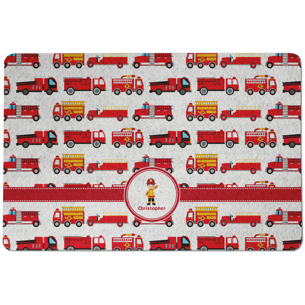 Custom Firetrucks Dog Food Mat w/ Name or Text