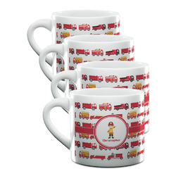 Firetrucks Double Shot Espresso Cups - Set of 4 (Personalized)