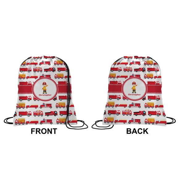 Firetrucks Drawstring Backpack Front & Back Small