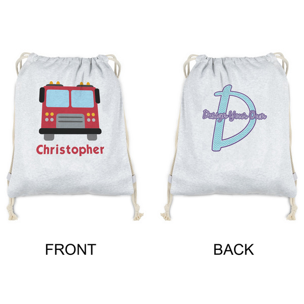 Firetrucks Drawstring Backpacks - Sweatshirt Fleece - Double Sided - APPROVAL
