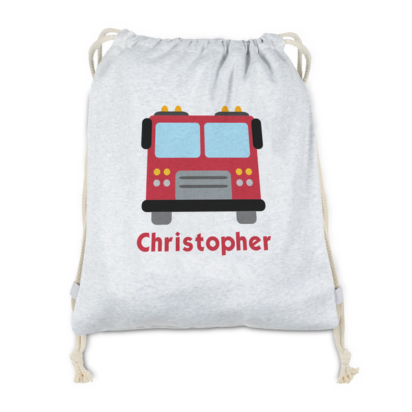 Custom Firetrucks Drawstring Backpack - Sweatshirt Fleece - Single Sided (Personalized)