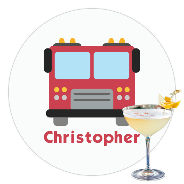Custom Firetrucks Printed Drink Topper - 3.5" (Personalized)
