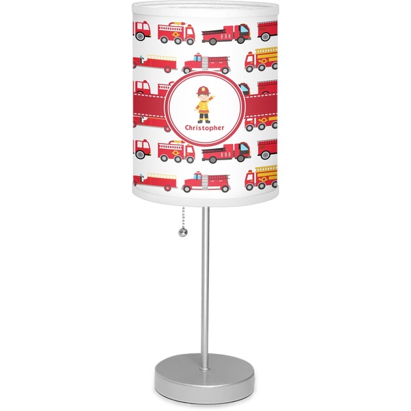 Custom Firetrucks 7" Drum Lamp with Shade Linen (Personalized)