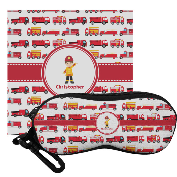 Custom Firetrucks Eyeglass Case & Cloth (Personalized)