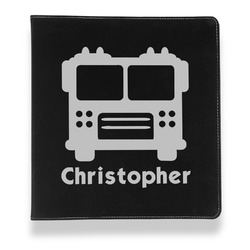 Firetrucks Leather Binder - 1" - Black (Personalized)