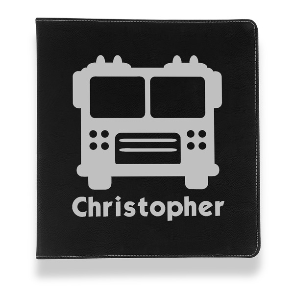 Firetrucks Leather Binder - 1" - Black - Front View