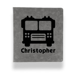 Firetrucks Leather Binder - 1" - Grey (Personalized)