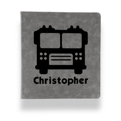 Firetrucks Leather Binder - 1" - Grey (Personalized)