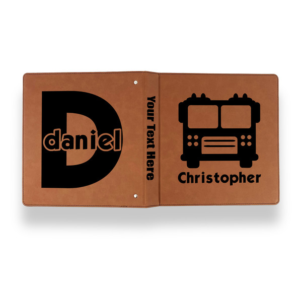 Firetrucks Leather Binder - 1" - Rawhide - Back Spine Front View