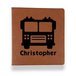 Firetrucks Leather Binder - 1" - Rawhide (Personalized)