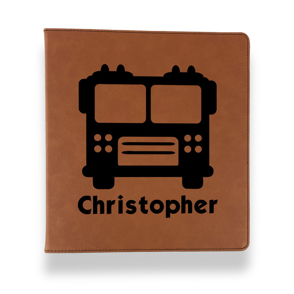 Custom Firetrucks Leather Binder - 1" - Rawhide (Personalized)