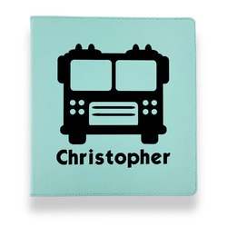 Firetrucks Leather Binder - 1" - Teal (Personalized)