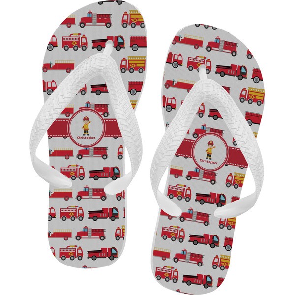 Custom Firetrucks Flip Flops - Small (Personalized)