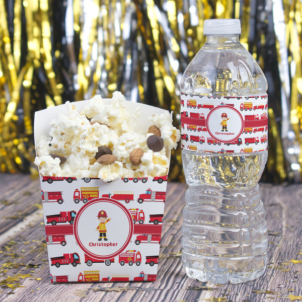 Firetrucks French Fry Favor Box - w/ Water Bottle