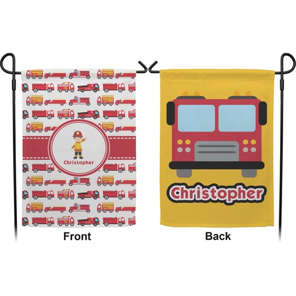 Firetrucks Garden Flag - Double Sided Front and Back