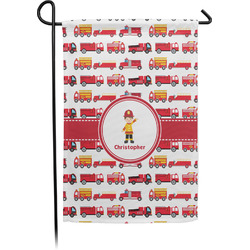 Firetrucks Small Garden Flag - Single Sided w/ Name or Text