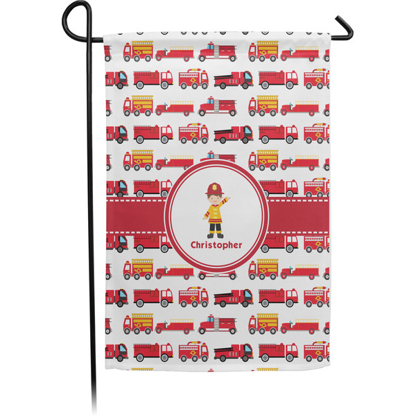 Custom Firetrucks Small Garden Flag - Single Sided w/ Name or Text