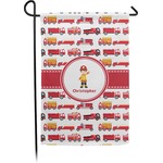 Firetrucks Small Garden Flag - Double Sided w/ Name or Text