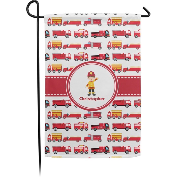 Custom Firetrucks Small Garden Flag - Double Sided w/ Name or Text