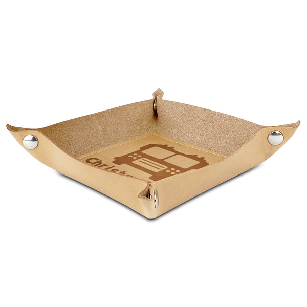Firetrucks Genuine Leather Valet Trays - ANGLE (folded)