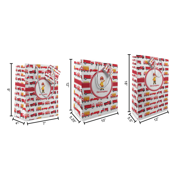 Firetrucks Gift Bags - All Sizes - Dimensions